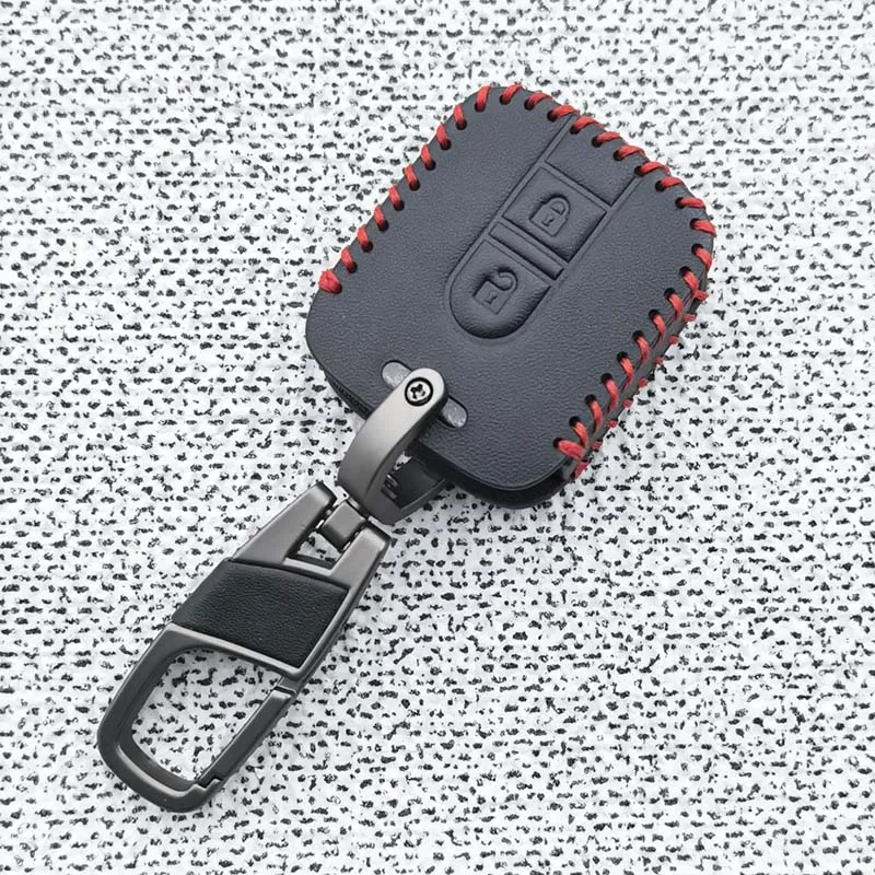 Leather Key Case For Nissan Micra K12 Note Navara Qashqai J10 Primera Almera Sunny X-Trail Accessories Car Fob Rubber Cover