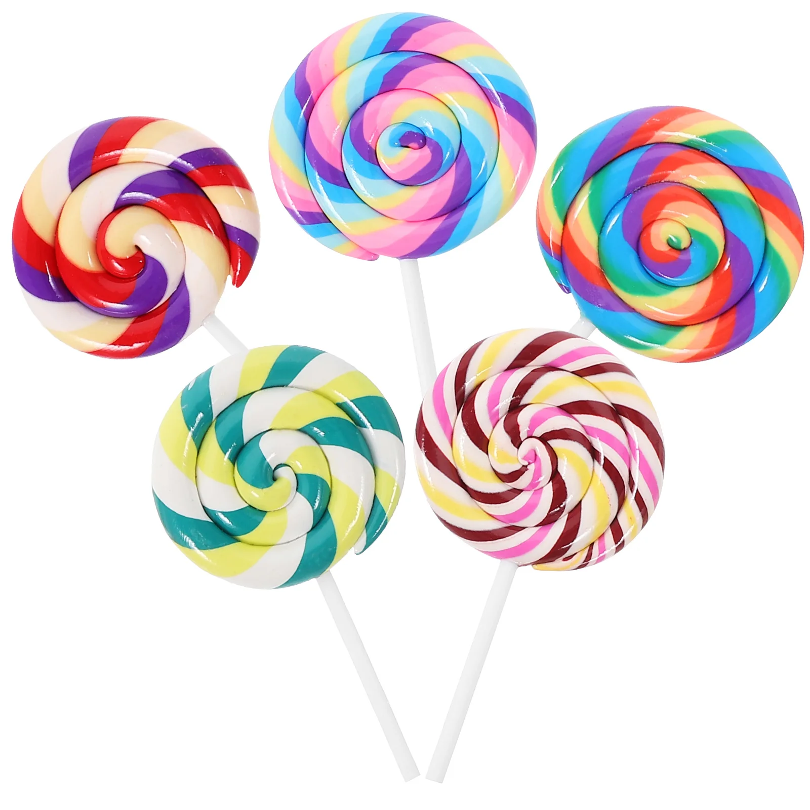 

5Pcs Large Simulation Lollipop Clay for DIY Mobile Phone Case Decoration Party Favors Craft Accessories Simulation Lollipop