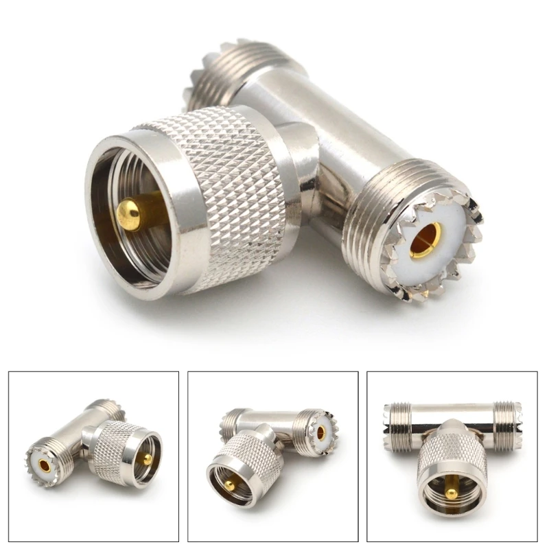 1PC Connector PL259 UHF Male PL-259 to Dual SO-239 UHF Female SO239 Triple Type 3 Way Adapter Connector Dropship