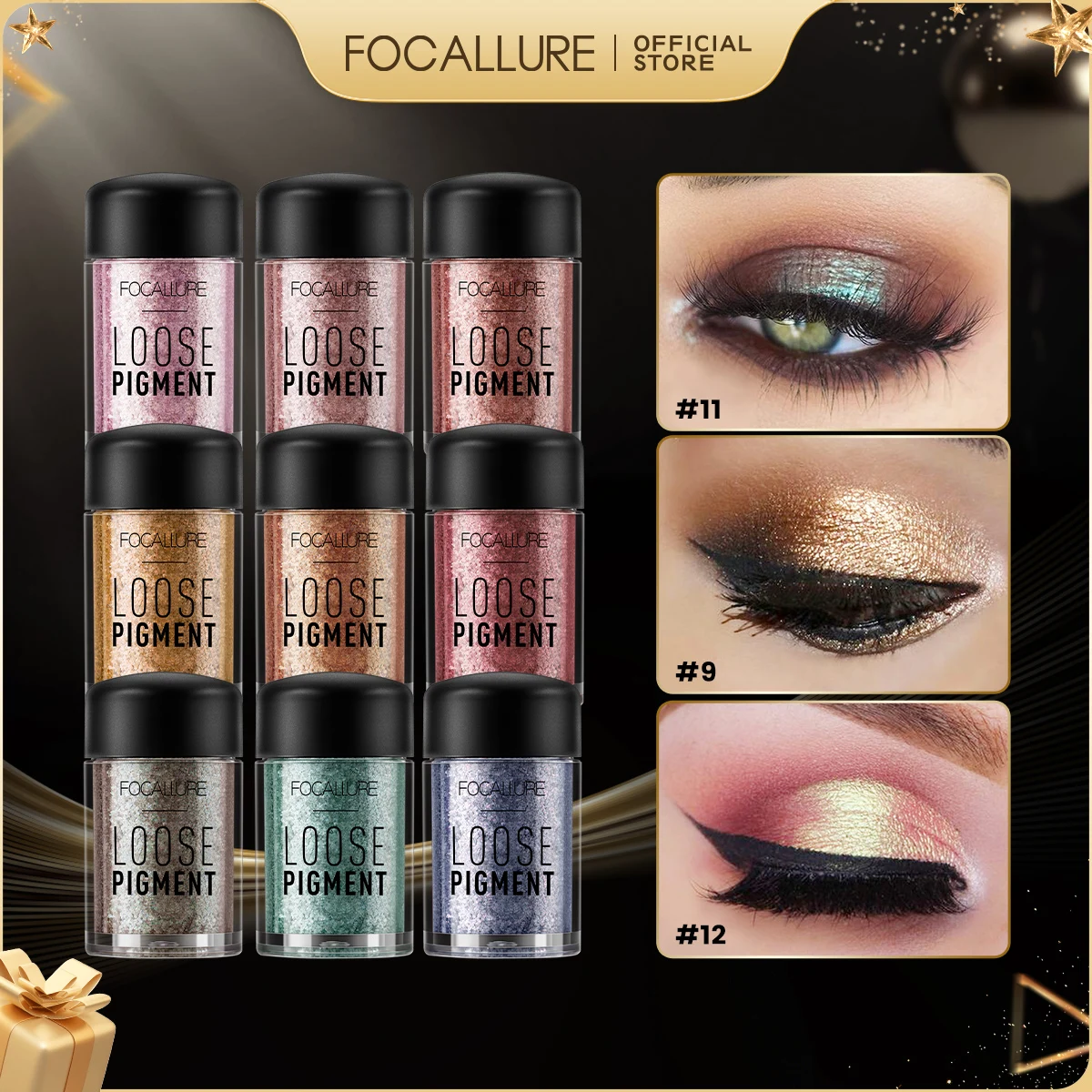 FOCALLURE 18 kolorów brokatowy cień do powiek w płynie Shimmer Shine diamentowy rozjaśniający pigment cień do powiek w proszku kosmetyki do makijażu