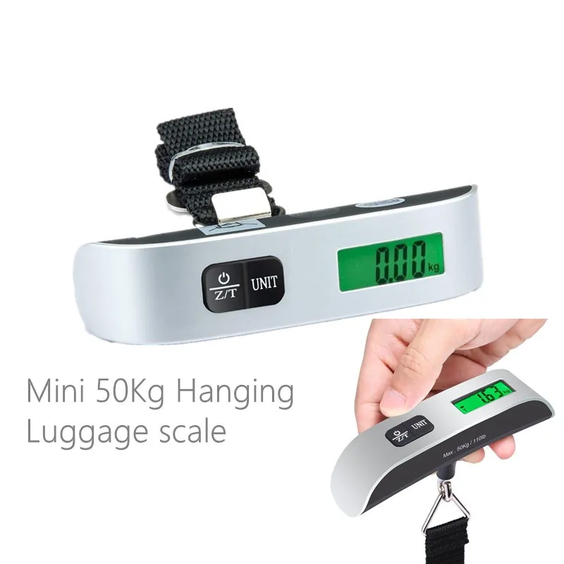 50kg Portable Hanging Scale Electronic Hand Luggage Scale Digital Display Suitcase 110lb Travel Baggage Bag Weighing Tools