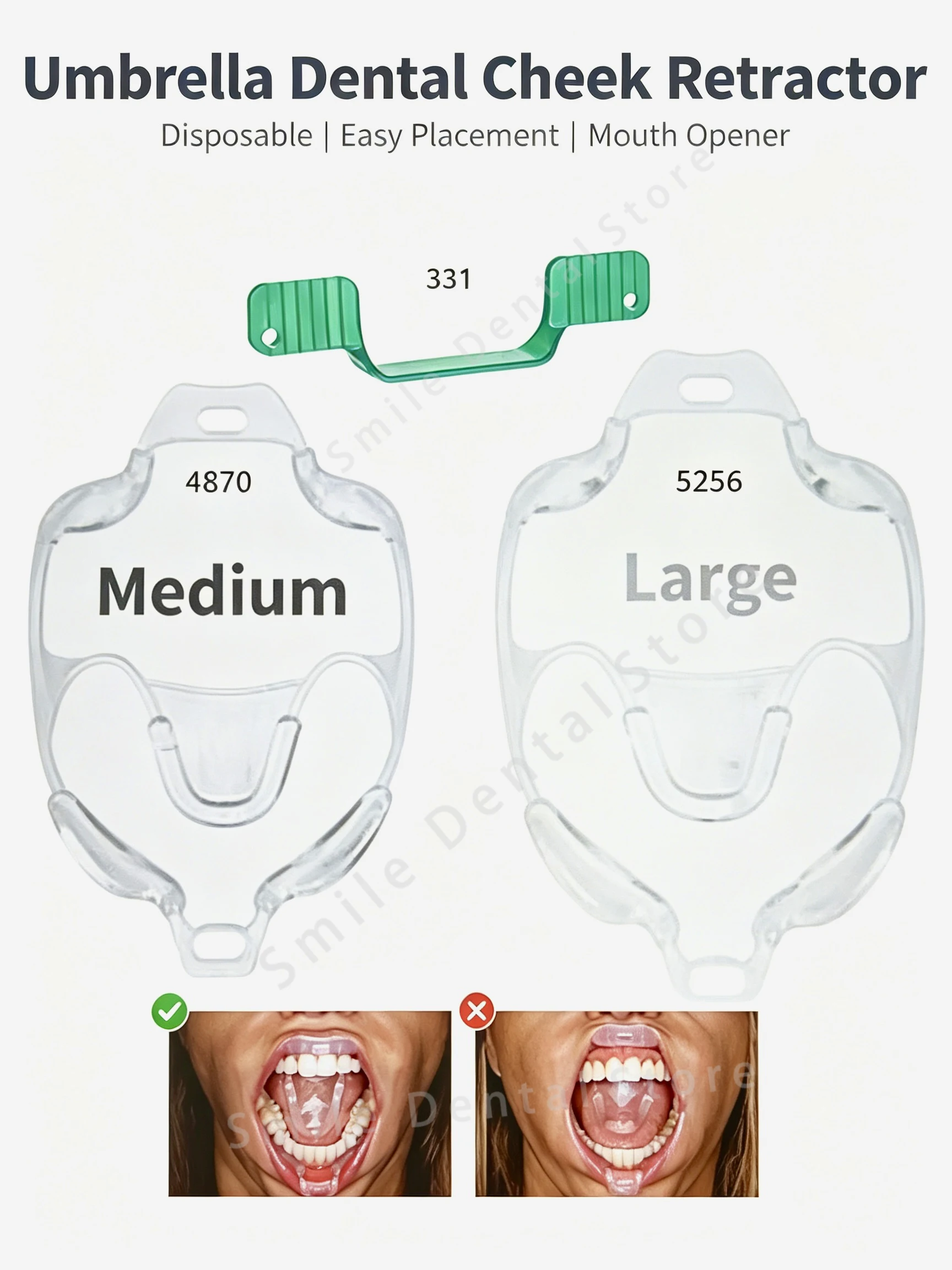 Disposable Dental Cheek Retractor & Tongue Shield Reduce Gag Reflex for Whitening Bonding Restoration Implant Intraoral Scan