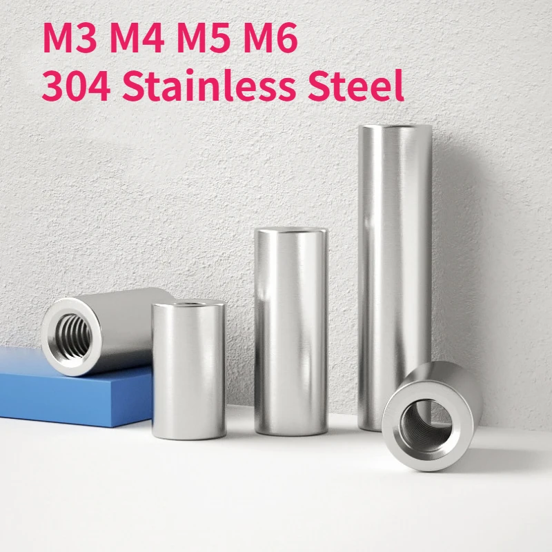 M3 M4 M5 M6 304 Stainless Steel Double Head Internal Threaded Cylindrical Pin Two End Perforated Support Column Connecting Rod