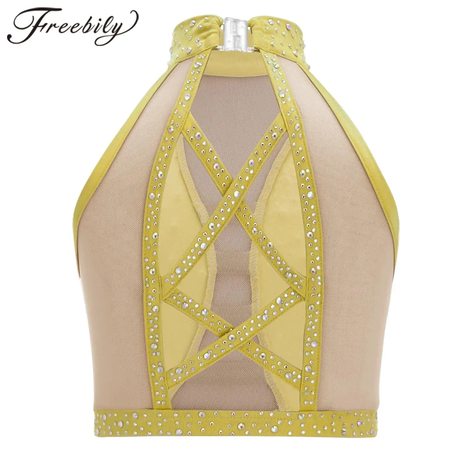 Kids Teens Practice Exercise Modern Lyrical Ballet Dance Outfits Girls Dancewear Rhinestones Children Ballerina Dance Costume