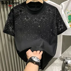 Supzoom New Arrival Summer Light Luxury Star Hot Rhinting Neutral Short O-neck Casual Heavy Texture Cotton Ins Loose Men Tshirt