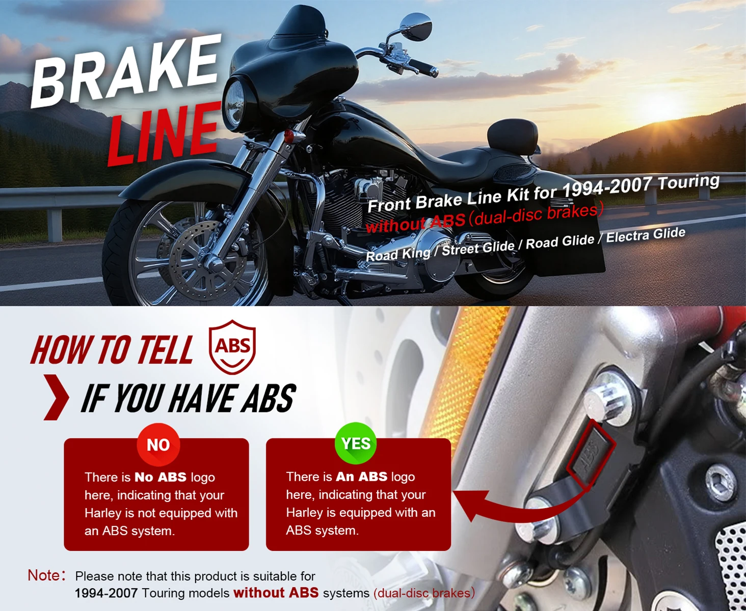 Großhandel 12" 14" 16" Lenker-Verlängerungs-Bremsleitung für Harley Touring Modelle 1994-2007 ohne ABS – Detail 1