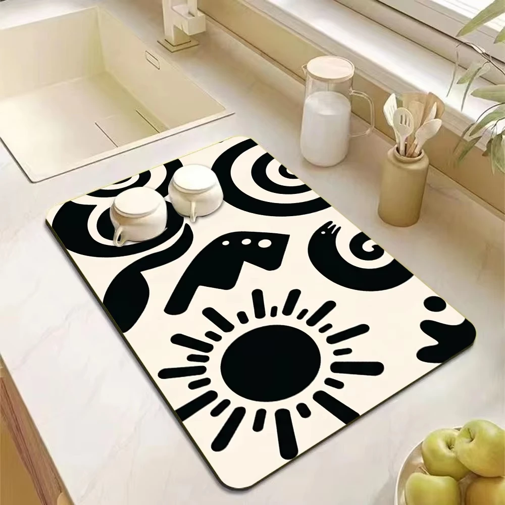 Practical Kitchen Counter Drying Mat Non‑Slip Super Absorbent Dish Draining Pad For Tableware Cup Glass Place Mat
