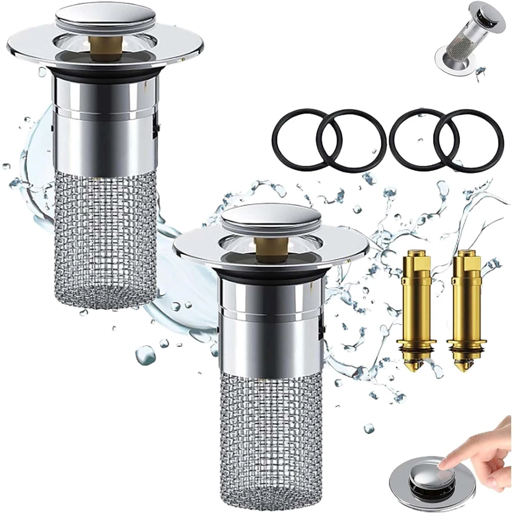 

Drain Stopper Sink Stopper, Universal Sink Drain Stoppers, Stainless Steel Floor Drain Filter Bathroom Pop Up Drain Plug Filter