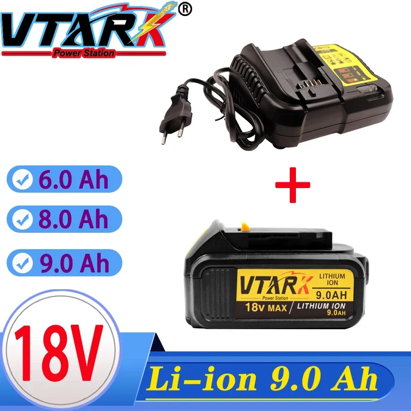 

18V 6.8.9.0ah Max XR battery power tool for DeWalt dcb184 dcb181 dcb182 dcb200 20V 5A 18volt 18 V battery with charger