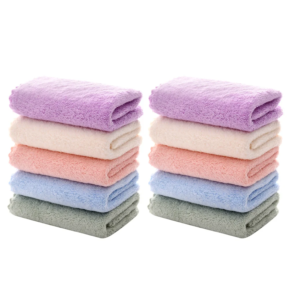 10 Pcs Coral Velvet Makeup Removal Towels Friendly Absorbent Face Washing Cloth for Home Travel Machine