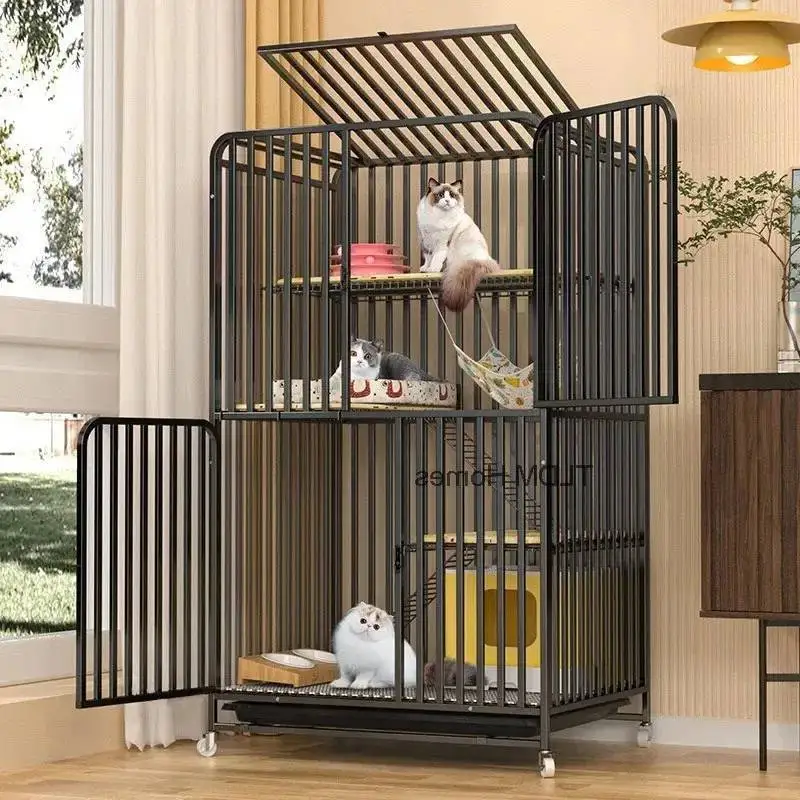 Cat Luxury Tube Mesh Modern Cages Creative Pet Villa Iron Cat House Large Square Space Free Activity Cat House Pet Supplies