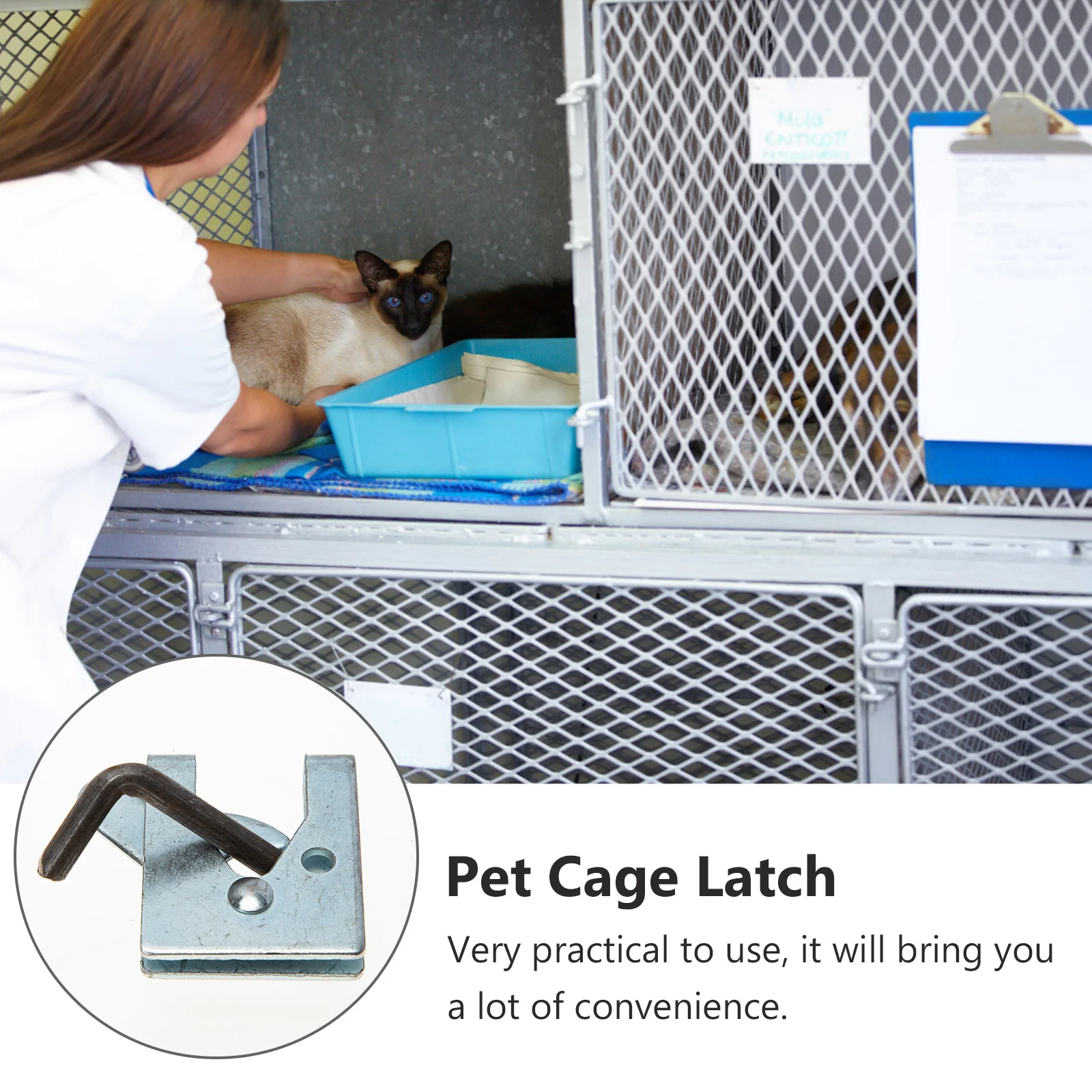 

4Sets Pet Cage Latch Sturdy Automatic Lock Simple Assembly Galvanized Iron for Multiple Cage Types Reliable Safety