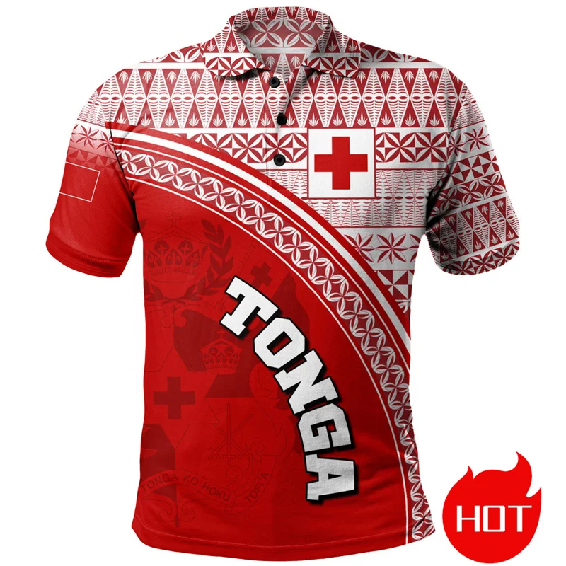 The Kingdom Of Tonga Flag Map 3D Printed Polo Shirt Tonga Coat Of Arms Graphic Polo Shirts Women Polos Polo T Shirt For Men Tops