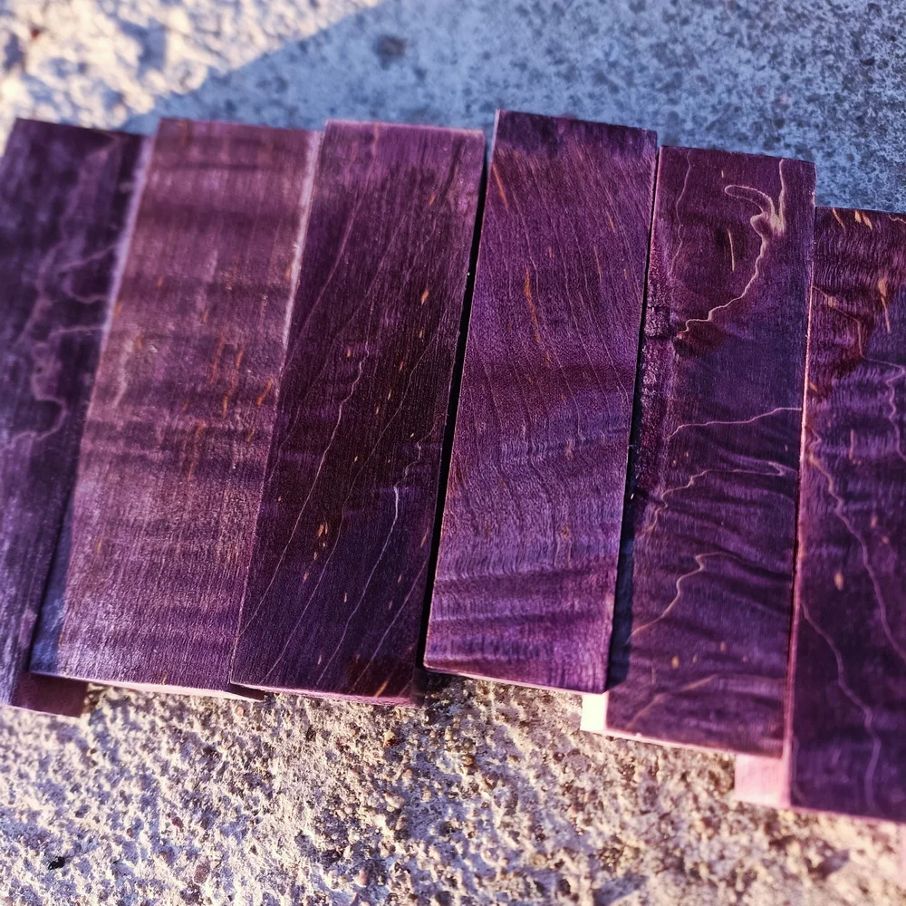 12x3.5x3.5cm Purple Maple Wood knife Solid Raw Material Custom-Made Wooden Kitchen Knife Pen Handle