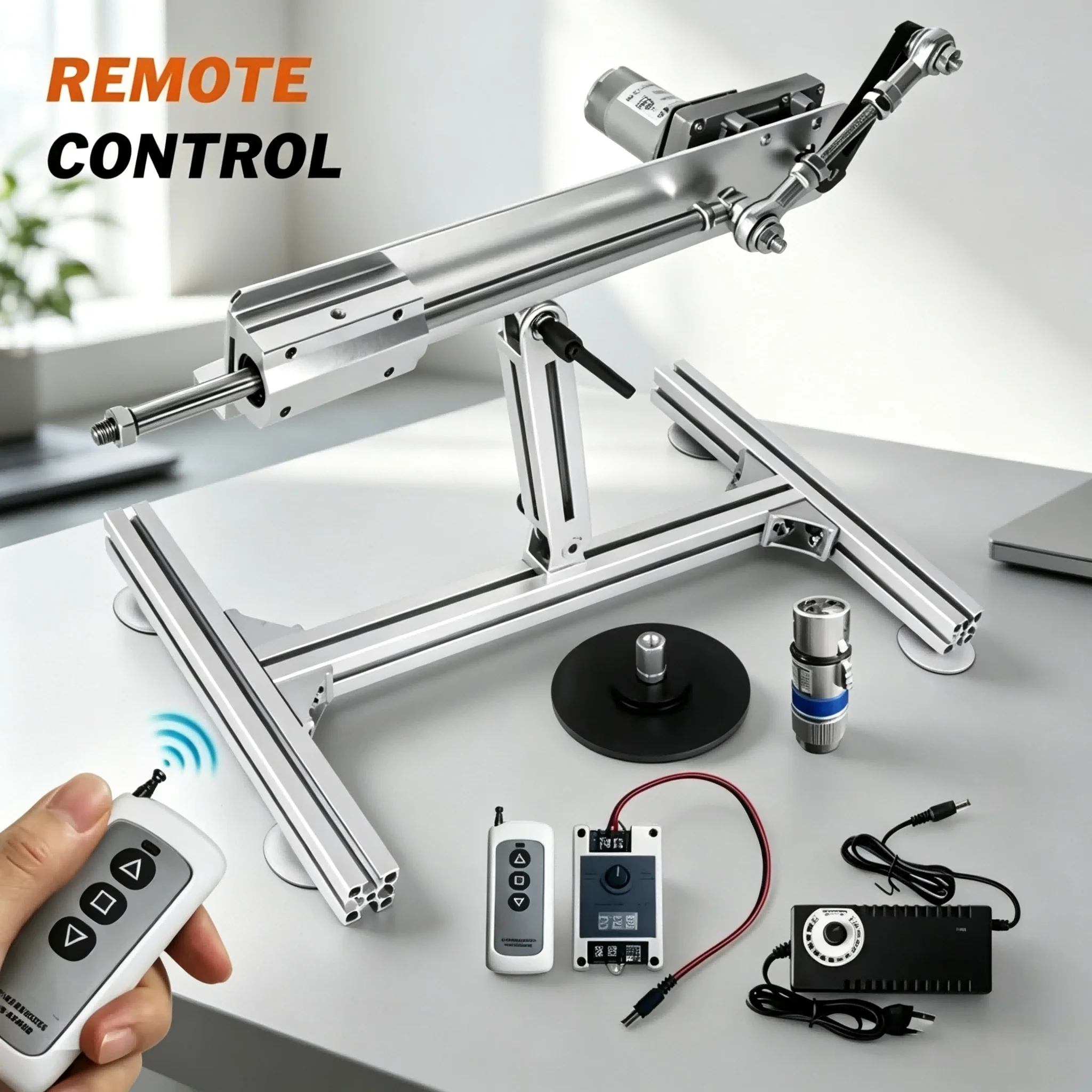 Remote Control 6-20cm Stroke 230rpm Adjustable Telescopic Linear Actuator with Stand Suction Cup XLR Connector Power Controller