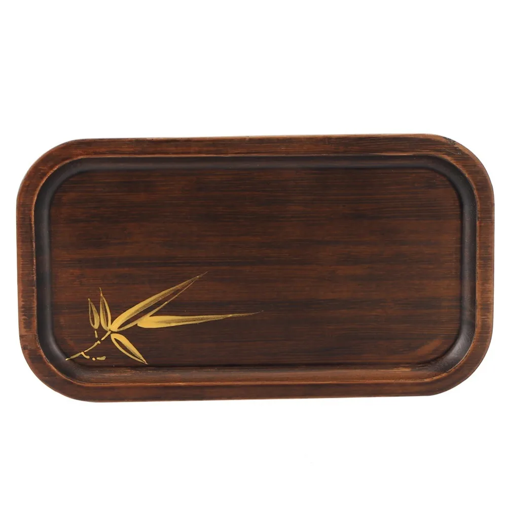 Wood Bamboo Serving Plate Small Size Bamboo leaf pattern Rectangular Tea Tray Rectangular Shape Bamboo Tea Tray Restaurant
