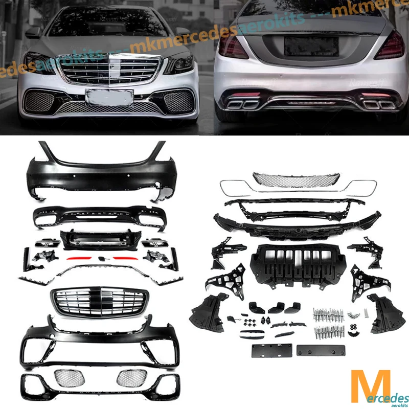 

For Mercedes-Benz S Class W222 2018+ Upgrade To S65 AMG Style Body Kits Front Rear Bumper Splitter Grille Rear Diffuser Lip