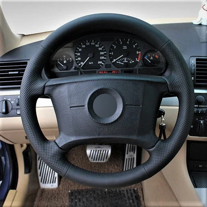 

Alcantara Real Leather Steering Wheel Cover Black Thread Hand Sew Car Accessoires for BMW E36 / E46 / X3 E83 X5 E53 E38 / E31