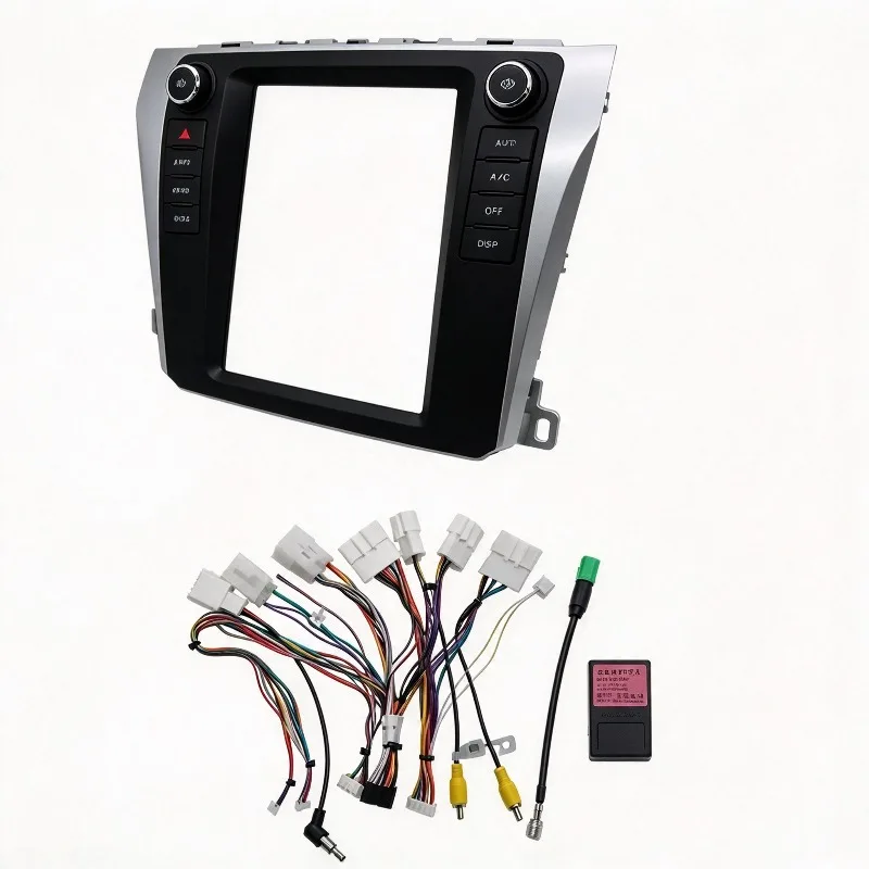 9.7 Inch Car Radio Fascia Frame For Toyota Camry 2012-2016 Vertical Screen Dashboard Panel with Buttons Wiring Harness Kit