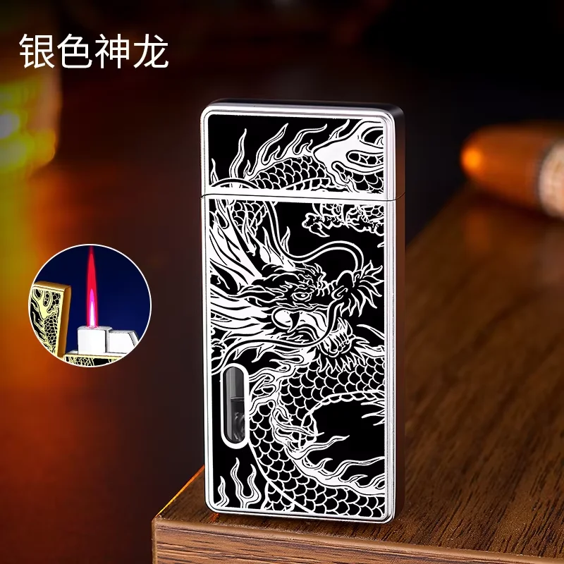 Red Fire Flame Windproof Metal Lighter Direct Cigar Gas Lighter Waterproof Portable Cigarette Lighter Smoke Accesoires for Men