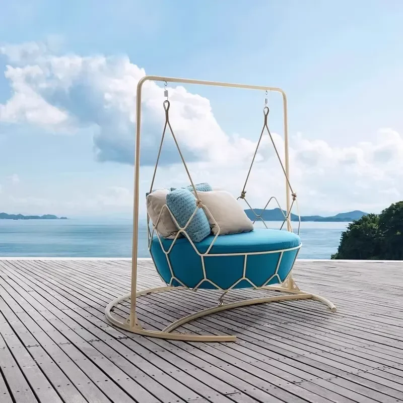 Simple Modern Outdoor Leisure Metal Furniture Hanging Basket Bird's Nest Courtyard Cradle Chair Bedroom Living Room Villa