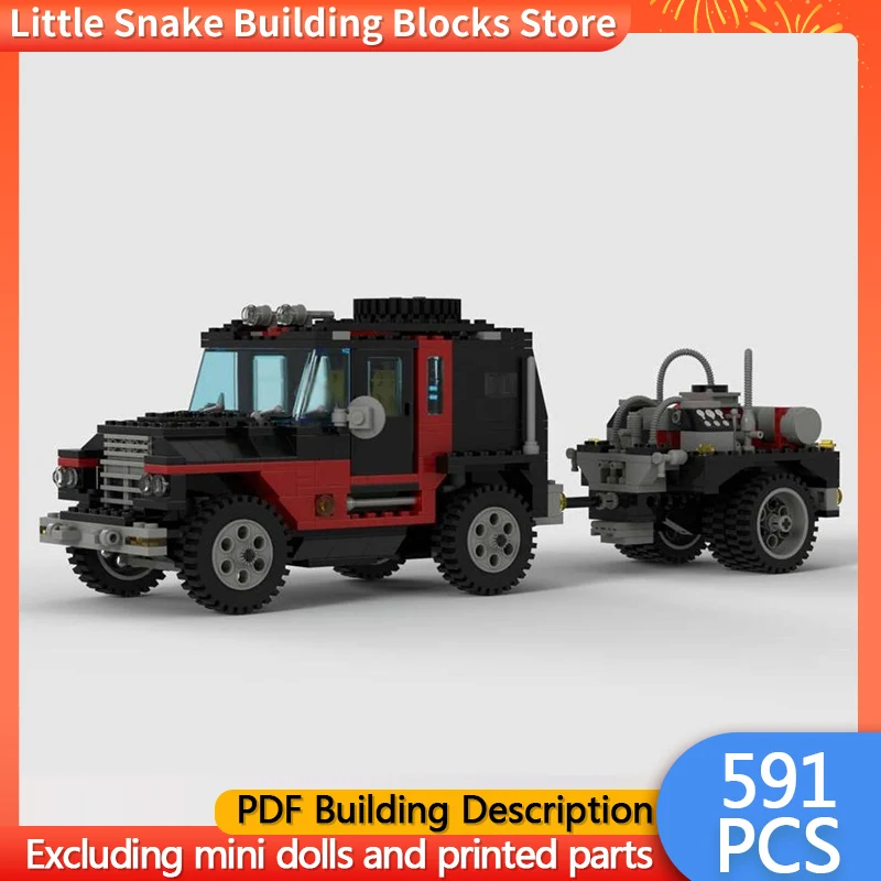 City Car Model MOC Building Bricks Off-Road Trailer With Generator Modular Technology Children Holiday Gifts Assemble Toys Suit