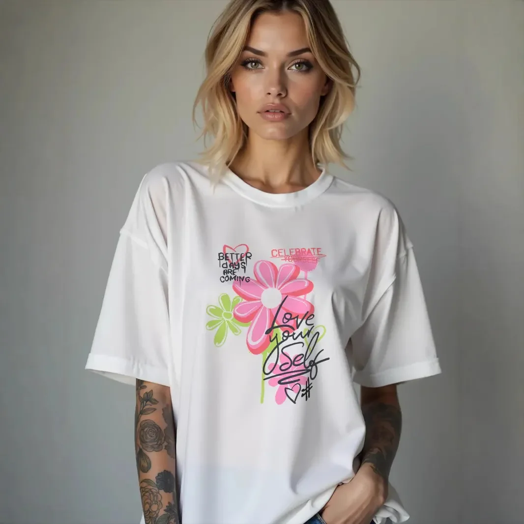 

A Stylish and Versatile European and American Summer 100% Pure Cotton Short-sleeved T-shirt with A Laid-back and Simple Style