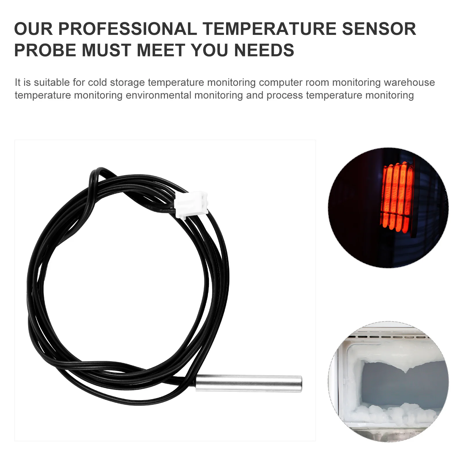 

2Pcs Ntc 1 Meter Temperature Sensor Probe for Cold Storage Computer Room Warehouse Monitoring Thermistor Cable Cylinder