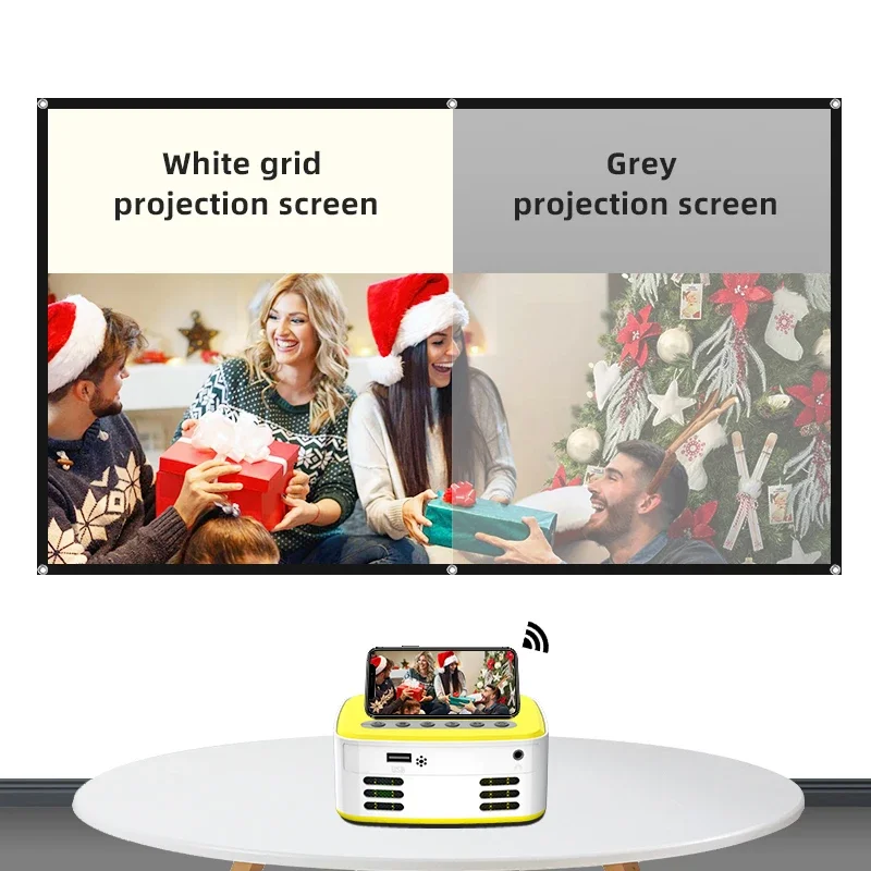 Salange White Grid Anti Light Curtain Projector Screen Wall Mount High Brightness Reflective 100 120 Inch for Home Outdoor 16:9