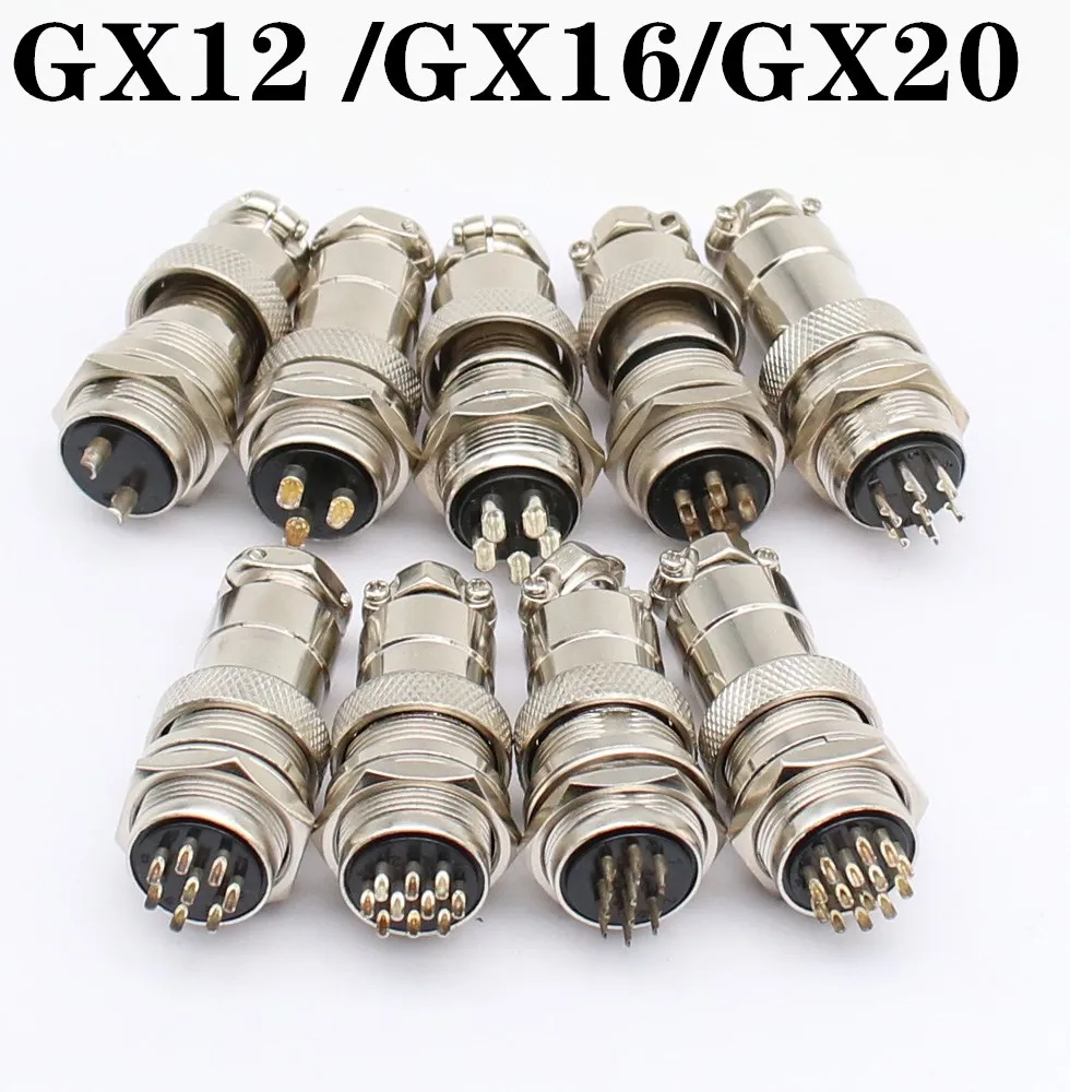 

5/10Set GX12 GX16 GX20 2 3 4 5 6 7 8 9 10 12 14 15 Pin Male Female Lc Cable Aviator Aviation Circular Connector Plug Socket