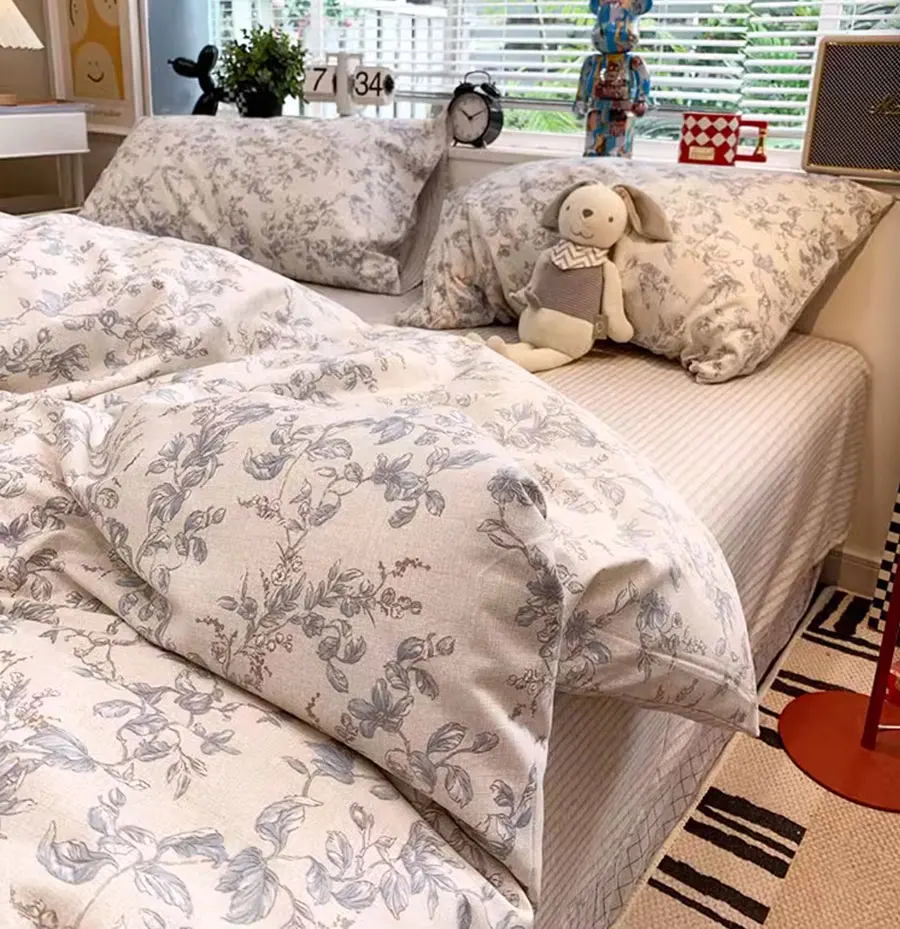 Elegant american country flower bedding set,twin full queen King floral cotton home textile bed sheet pillow case duvet cover