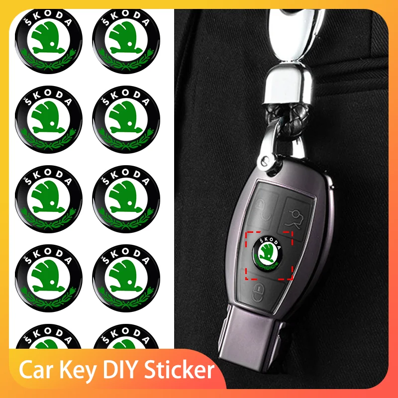 

New 14mm Fob Car Logo Sticker for Car Remote Control Key For Skoda Sharp Sharp crystal Sharp Rapid speed Pye Ye Di trunk
