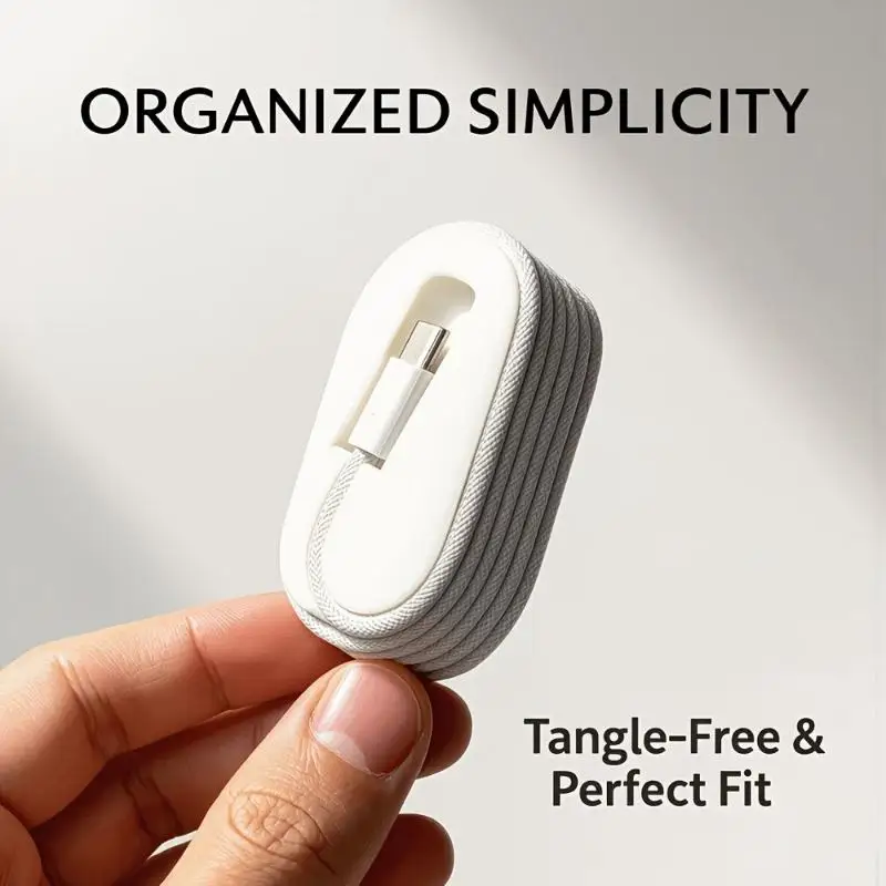 ۞ Portable Cable Winder Organizer Desktop Cable Organizer Fit For 1m Braided Data Cable Home Office Travel Use