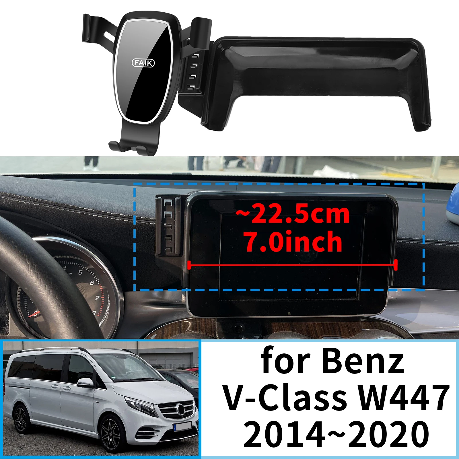 

fit for Mercedes-Benz V-Class W447 2014 2015 2016 2017-2020 Navigation Bracke Screen Base Phone Holder Mount Car ​​accessoires