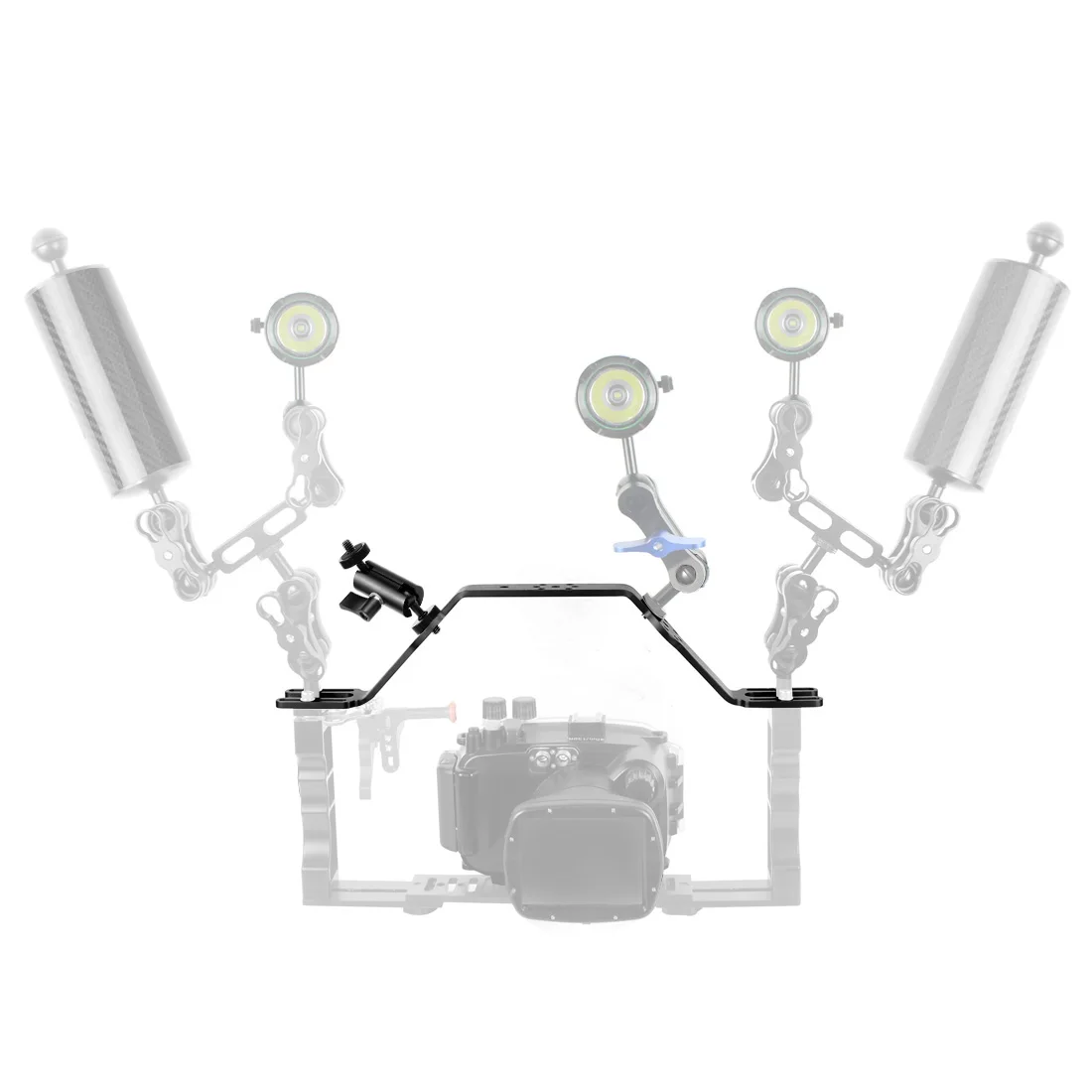Tauchkamera-Trägergriff-Erweiterungshalterung aus Aluminiumlegierung für Dual-Handhalterung DSLR für GoPro Action Unterwasser – Detail 25
