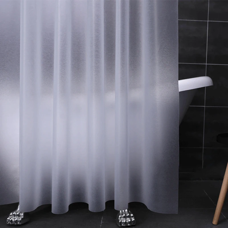 Transparent Shower Curtains Waterproof Thick Frosted Bath Curtain for Hotel Bathroom Bathtub Large Wide Bathing Cover with Hooks