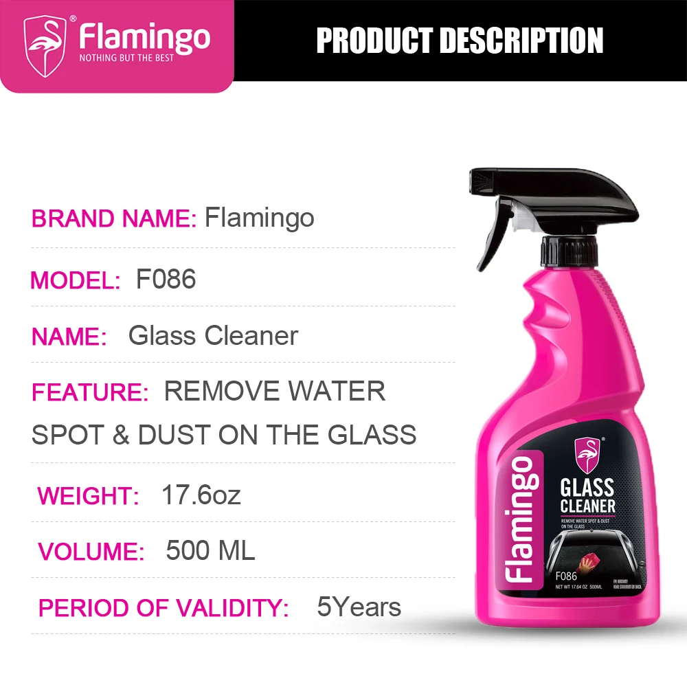 Flamingo F086 500ml Glass Cleaner Perfect Clarity Auto Window Cleaner Spray Bottle Crystal Rain Scent