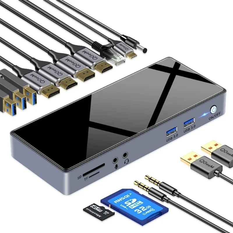 15-in-1 Docking Station Multi-Function USB3.0 Hub HDMI/DP Dual Display 4k60hz Network Port Headset Microphone
