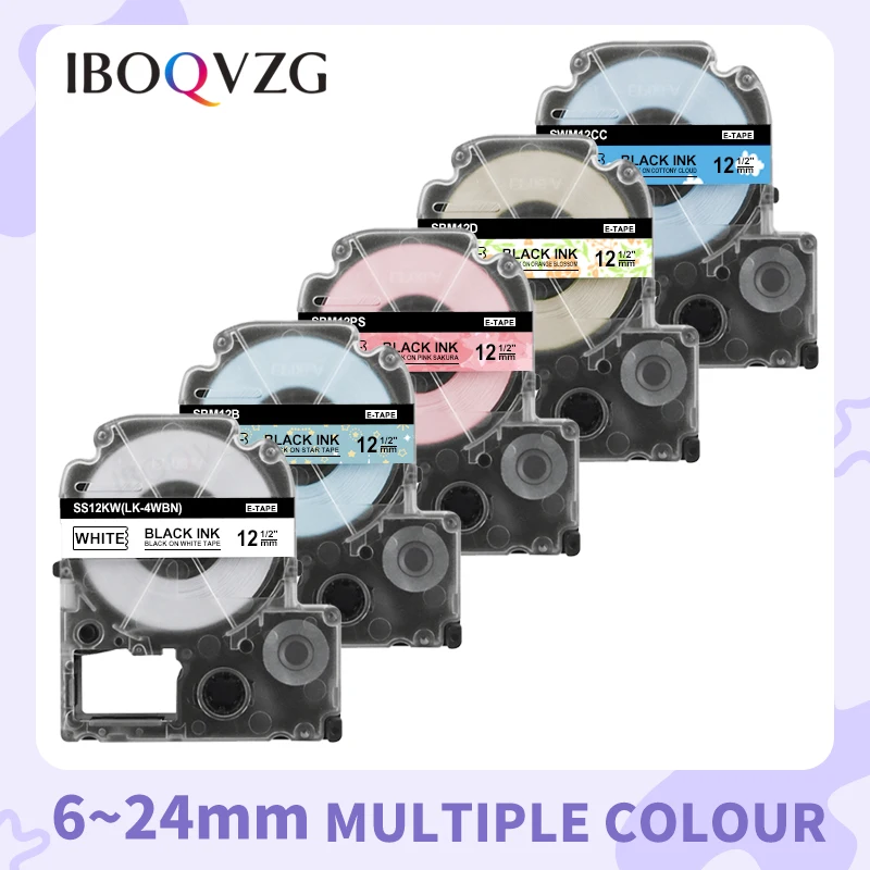 IBOQVZG Multicolor SS12KW ST12KW SC12YW SC12RW SBM12B Label Bänder für Epson Label Drucker für KingJim label maker LW-300 LW400