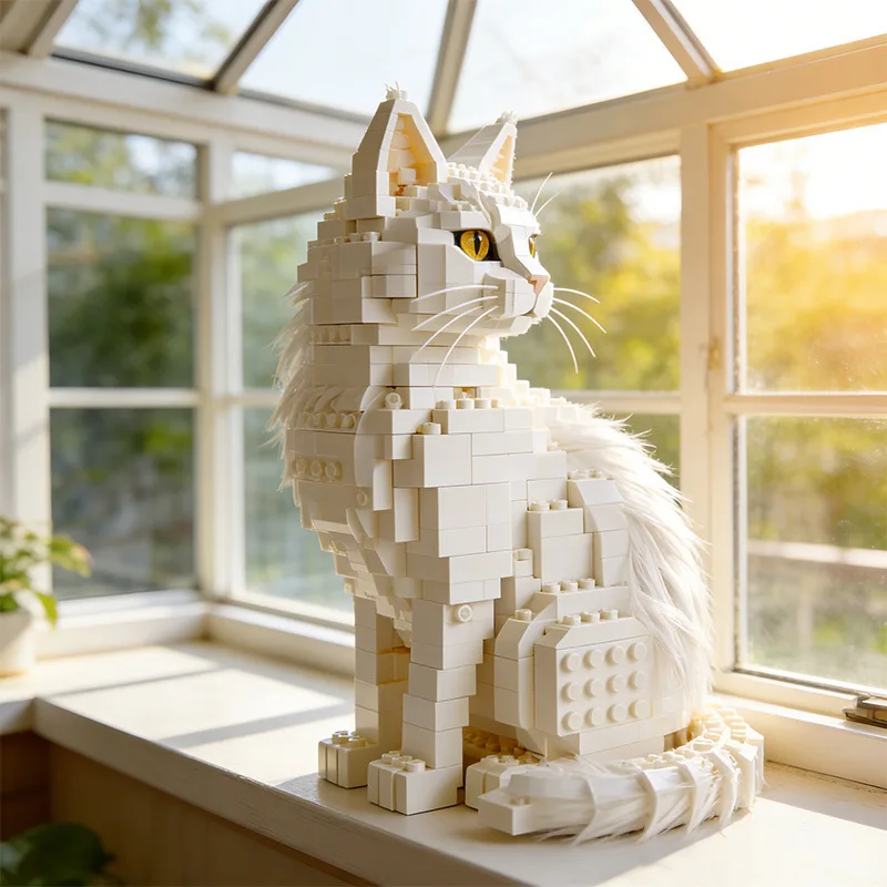 

Trendy assembled building blocks cute cat pets for loving company and collection as gift ornaments