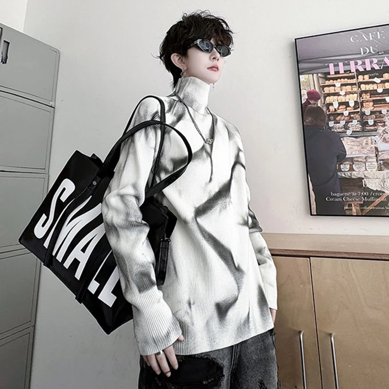 LUZHEN 2025 الخريف الشتاء موضة التعادل مصبوغ نمط محبوك الياقة المدورة الرجال الأصلي وسيم الشارع الشهير الأصلي سترة JY4446 #2