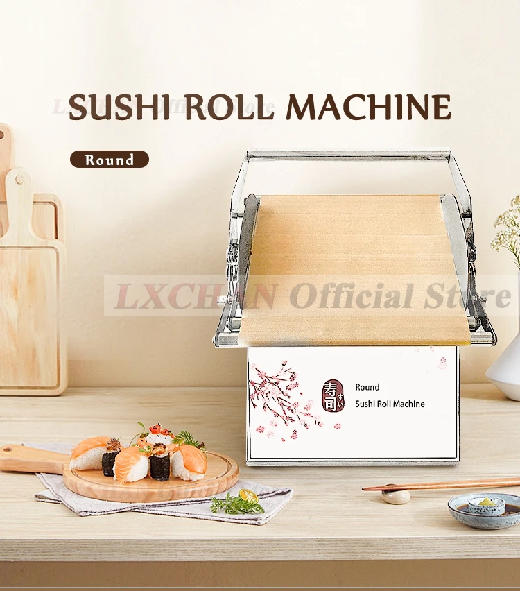 LXCHAN Commercial Sushi Roller Manual DIY Sushi Making Machine Stainless Steel Sushi Forming Machine Round/Square Sushi Shape