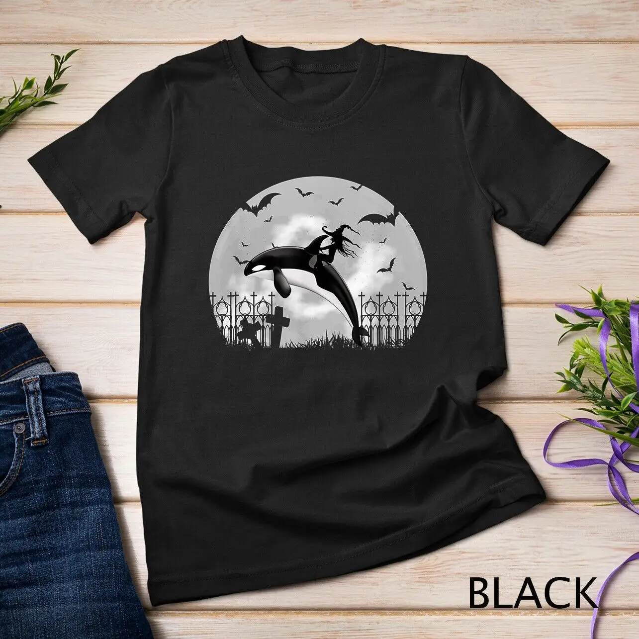 Orca Killer Whale Moonlight Funny Halloween Costume Unisex T-shirt