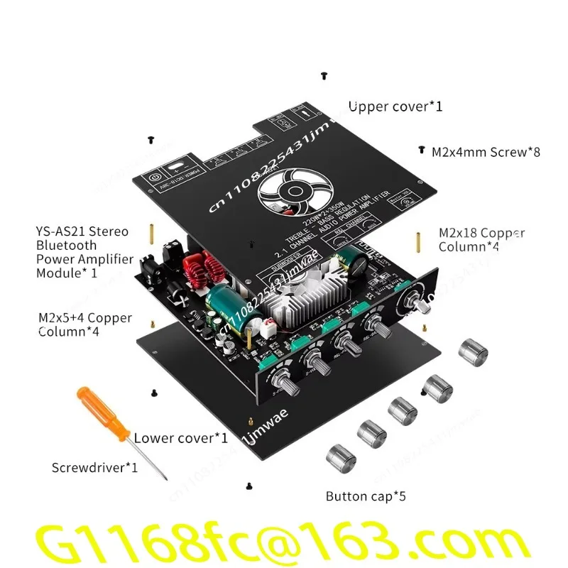 YS-AS21 2 * 220W+350W 2.1 Channel BT Digital Amplifier Board TPA3255 Amplifier Subwoofer High and Low Audio Application USB