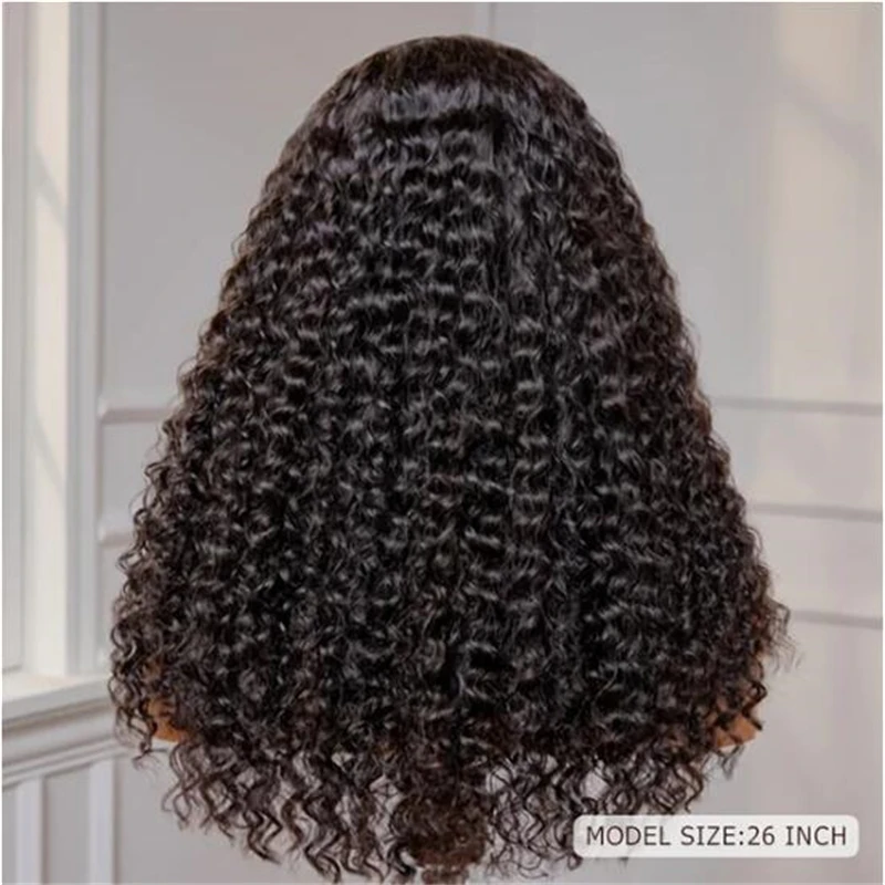 Longo 26 Polegada macio natural preto kinky encaracolado 180 densidade peruca dianteira do laço profundo para mulheres com cabelo do bebê preplucked sem cola diariamente