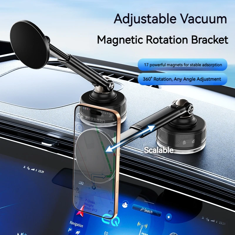 

Автомобильное крепление для телефона, выдвижной вакуумный магнитный автомобильный держатель, вращающийся на 360° автомобильный держатель для телефона, сильный магнит, универсальная автомобильная подставка для телефона