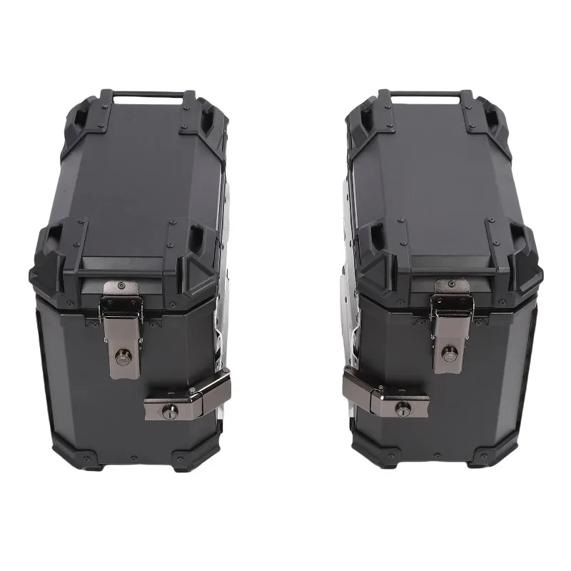Motorcycle Side Case Universal Fit Aluminum Alloy 35L Left Right Hard Saddlebag Box with Support Rack Handle