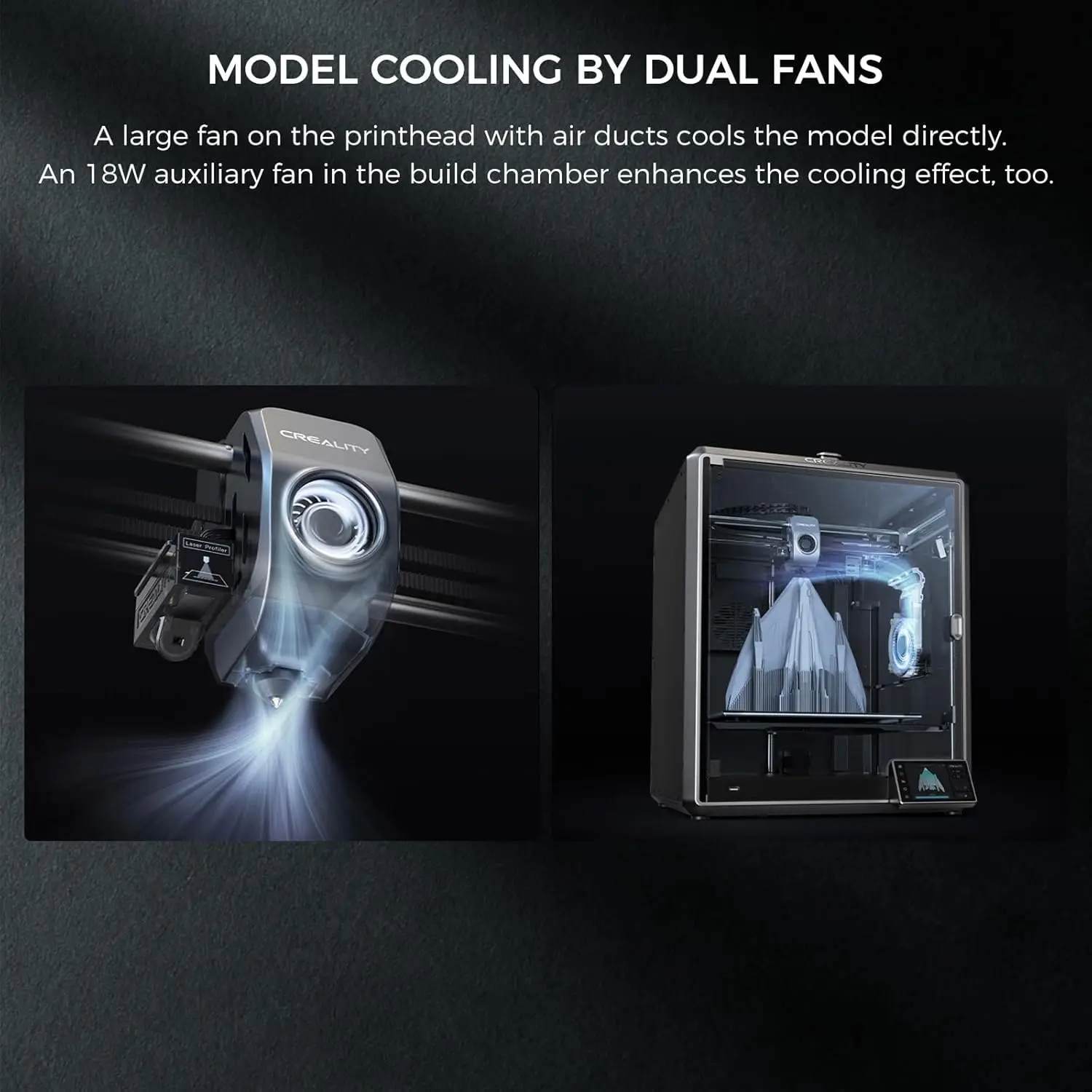 طابعة Creality K1 MAX、K1C、K1 SE ثلاثية الأبعاد 600 مم/ثانية طباعة عالية السرعة مع شاشة لمس ملونة 32 مم 3/ثانية Max Flow Hotend 4.3 بوصة