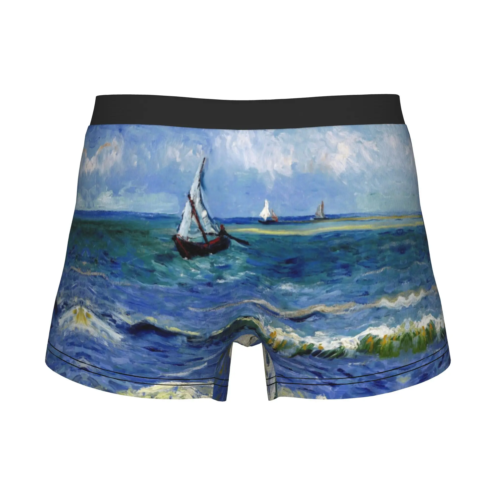 Vincent Van Gogh Boxers Shorts Panties Male Underpants Comfortable Beach at Scheveningen in Stormy Weather Briefs Underwear