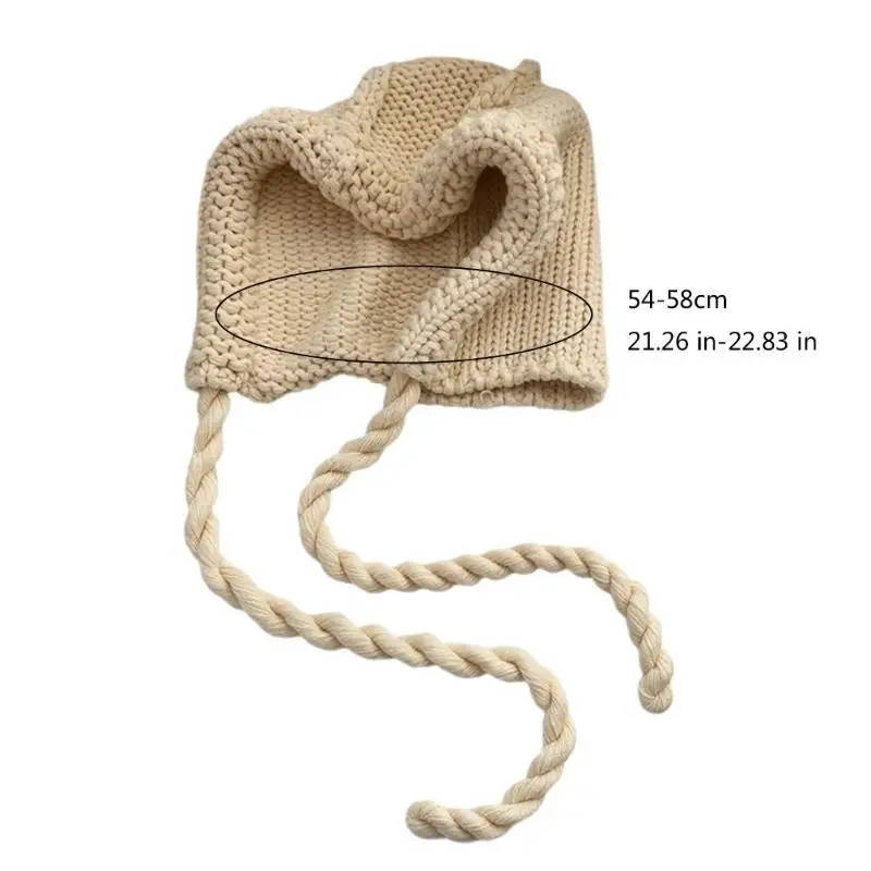652F غطاء رأس محبوك كبير الحجم للجنسين مع قبعة منسوجة لتدفئة الرقبة للأنشطة الخارجية وأزياء الشارع